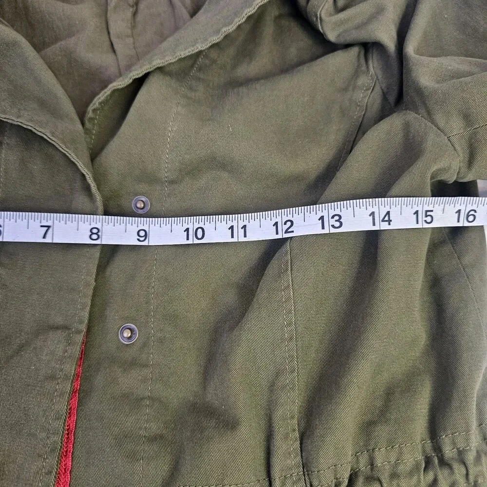 Womens Olive & Oak Olive Green 100% Cotton Utility  Jacket Sz Small  Zip O0265